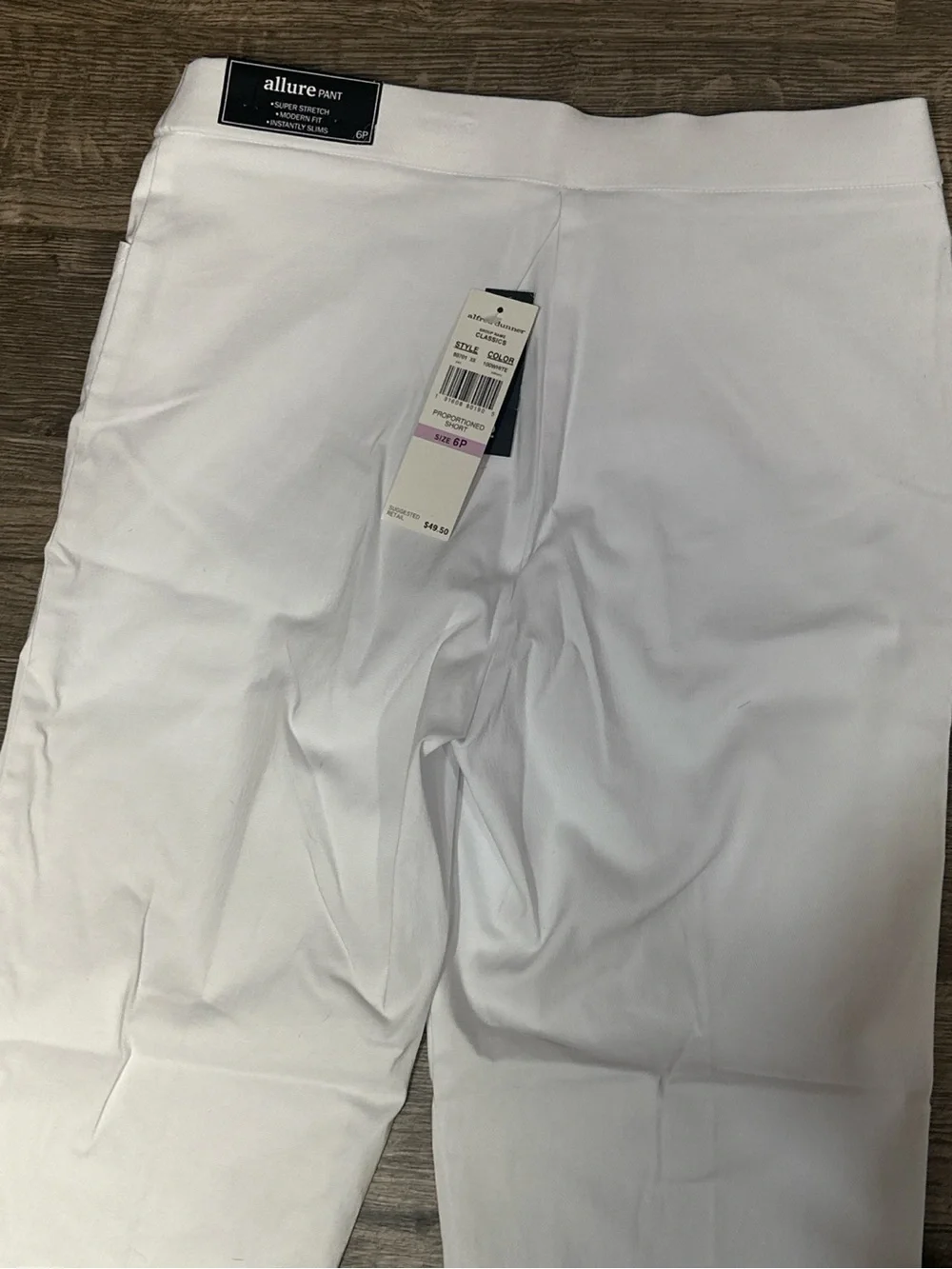 NWT Alfred Dunner Allure White Petite Stretch Pants 6P Modern Fit